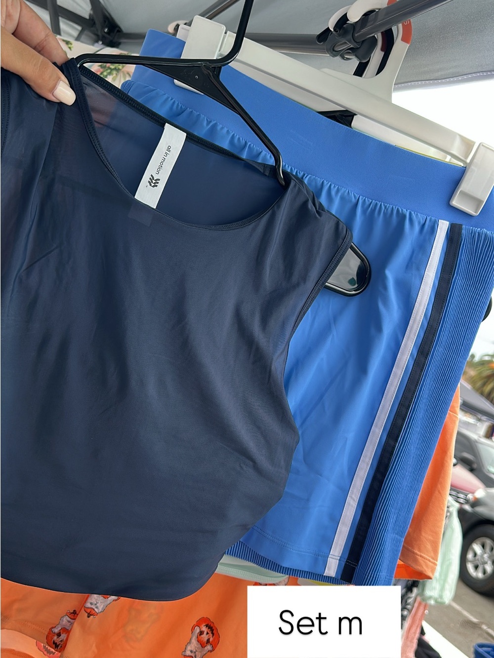 all in motion Navy Tank and Bright Blue Athletic Skort set